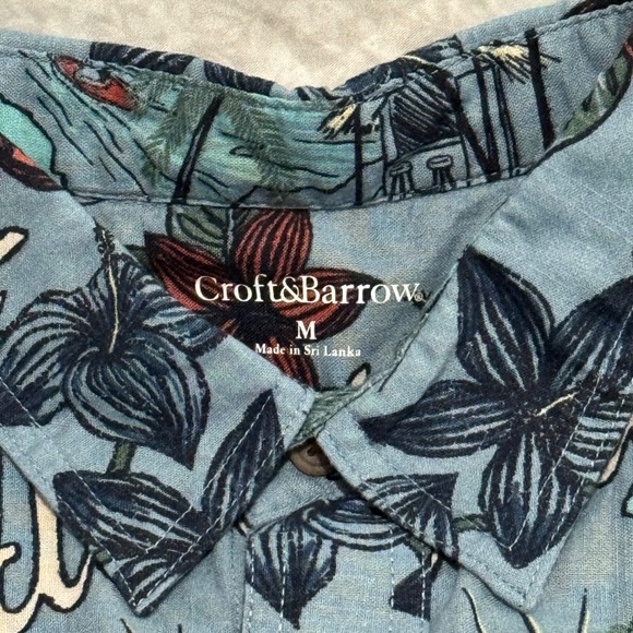 croft & barrow polo shirt with beach and floral design size medium Hawaii beach - Picture 3 of 5